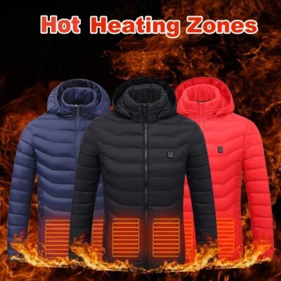 New Heated Jacket Coat USB Electric Jacket Cotton Coat Heater Thermal Clothing Heating Vest Men’s Clothes Winter