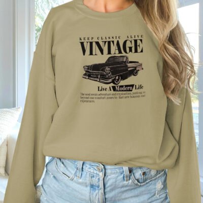 Women’s Fashionable Solid Color Printed Long Sleeved Sweatshirt