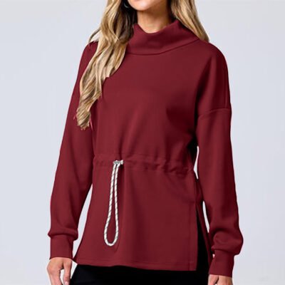 Drawstring Waist-tight Sweater Mid-length Women’s